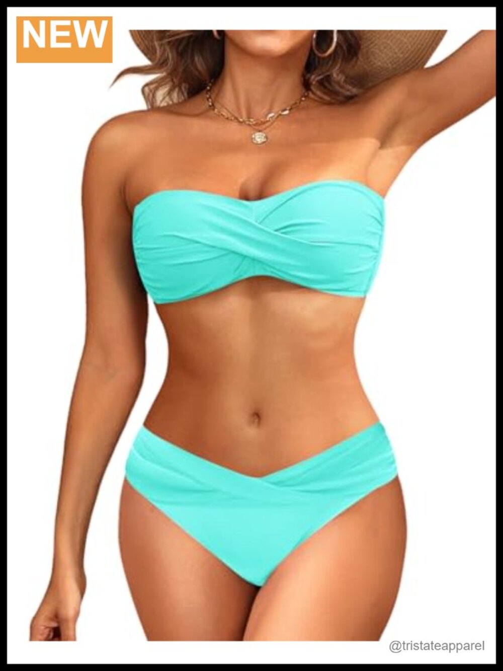 Strapless Bandeau Bikini Set Twist Front Two Piece Swimsuit